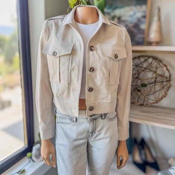 White House Black Market, Pearl Dust Cropped Utility Jacket-Women’s Size X-Small - Picture 1 of 13